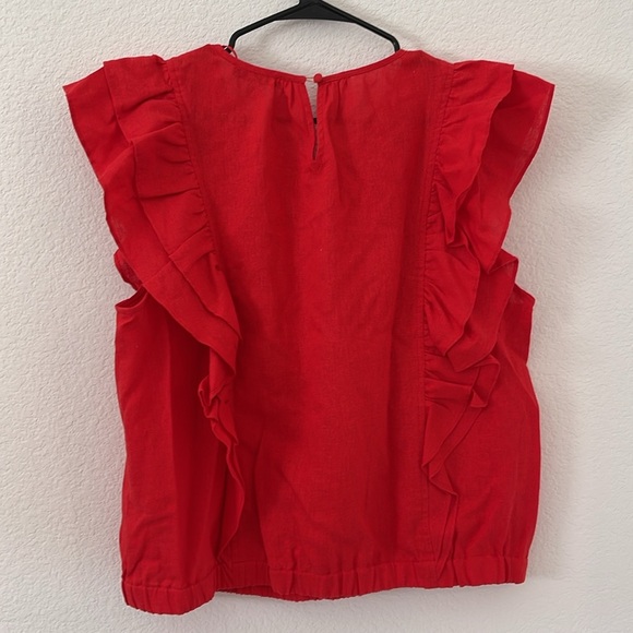 Express Red Ruffle Sleeve Blouse - Picture 6 of 6